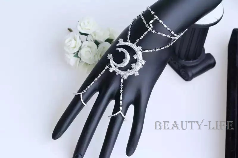 Новинка Луна Звезды ссылка палец кольцо цепь ручной браслет Palm Шарм