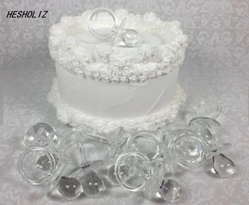 12 Large Clear Pacifiers for Neutral Baby Shower or Gender Reveal DIY Games, Necklaces,  Favors, Gift Wrap Charm, Decorations