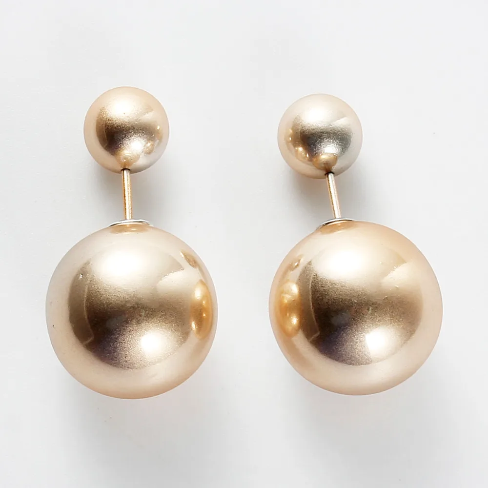 Дорин Box Акриловые двусторонняя ухо Post Серьги-гвоздики шар света золотой 8 мм