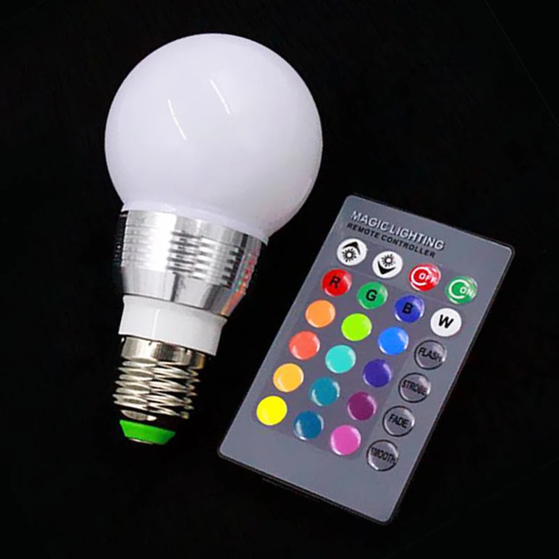 RGB Светодиодная лампа с регулируемой яркостью и пультом дистанционного
