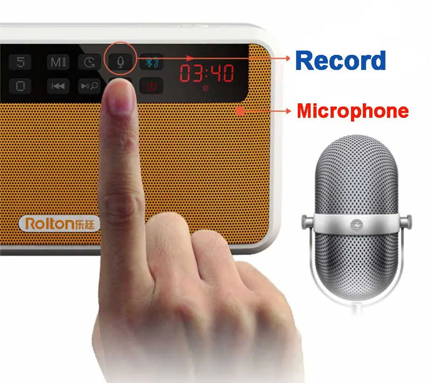 Rolton E500 стерео Bluetooth динамик fm-радио портативный динамик радио Mp3 Воспроизведение звука запись руки бесплатно для телефона и фонарика