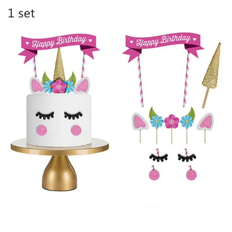 Обертка для капкейков в виде единорога счастливая фотография украшение торта