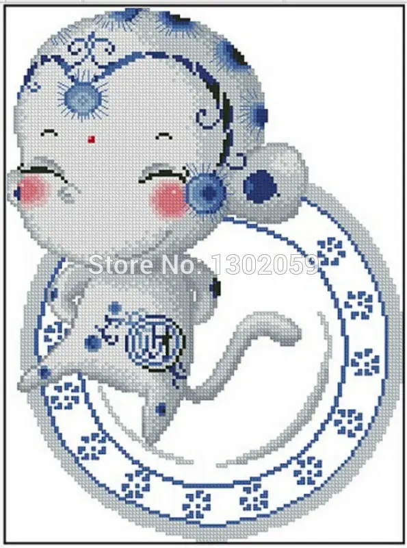 Синий и белый фарфор Двенадцать китайских знаков зодиака вышивка посылка Набор