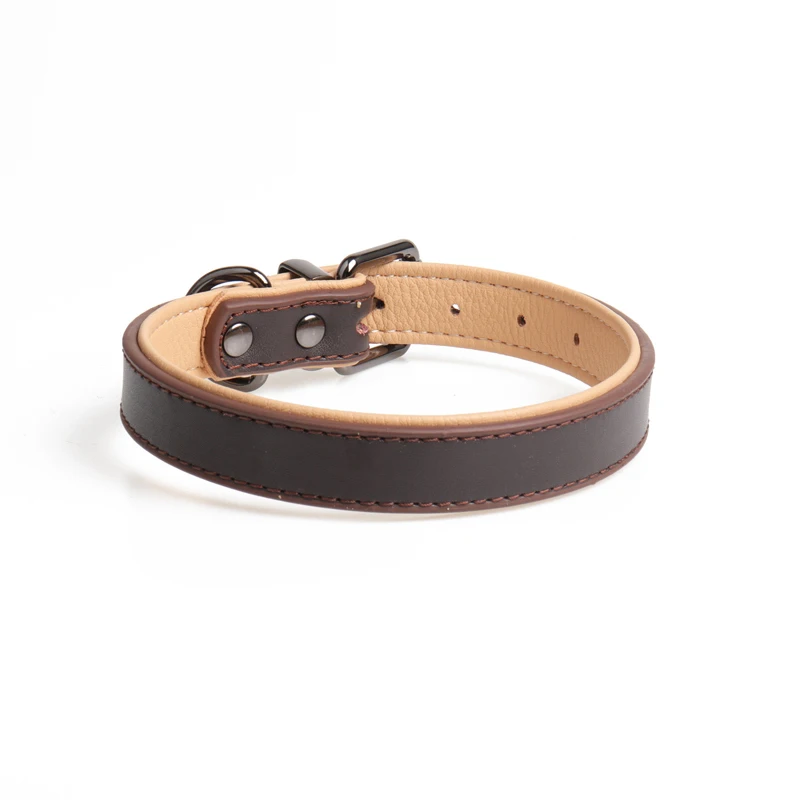 Padded Double Layer Dog Collar for Small Dogs Durable Soft Leather Adjustable Anti-bite Chihuahua Perro 10A | Дом и сад