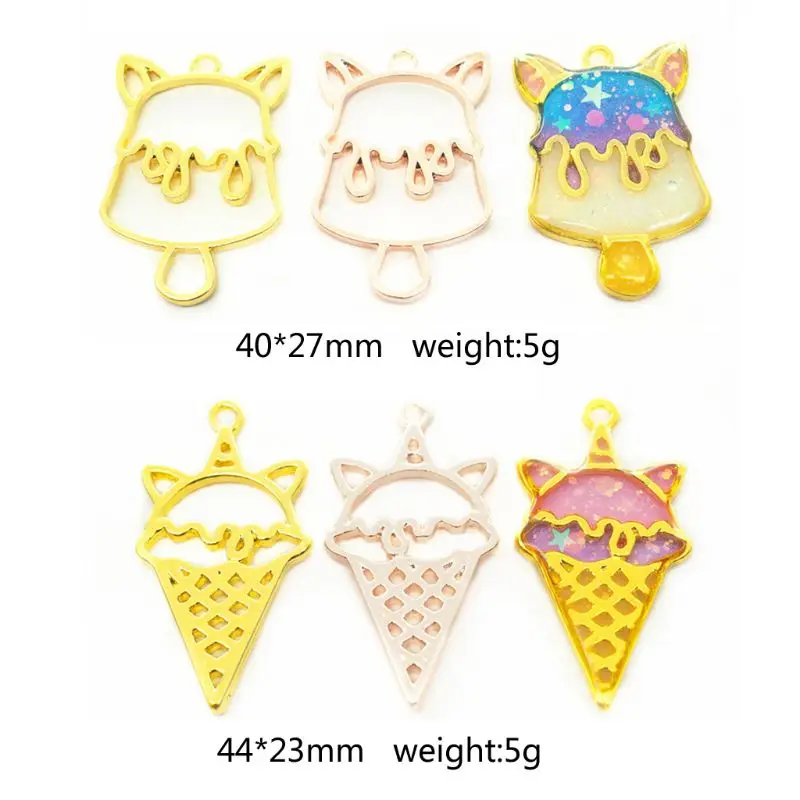 

6Pcs Ice Cream Dessert Resin Frame Pendant Open Bezel Setting Jewelry Making