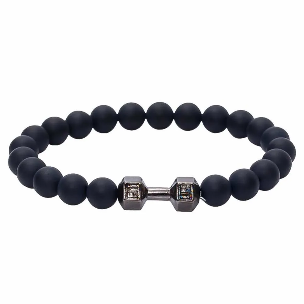 Браслет для мужчин с ониксом 2018 Bracciali Pulseras штанга ювелирных изделий 8 мм Черное