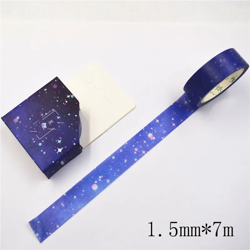 15 мм X 7 м космическая серия лента со звездами декоративные из рисовой бумаги лента DIY Скрапбукинг маскирующая лента школьные офисные поставки - Цвет: B