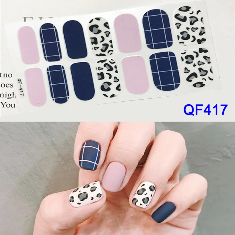 7 Pair Leopard Solid Color Nail Stickers Waterproof Durable Stickers Decals Set Nail Stickers SK88