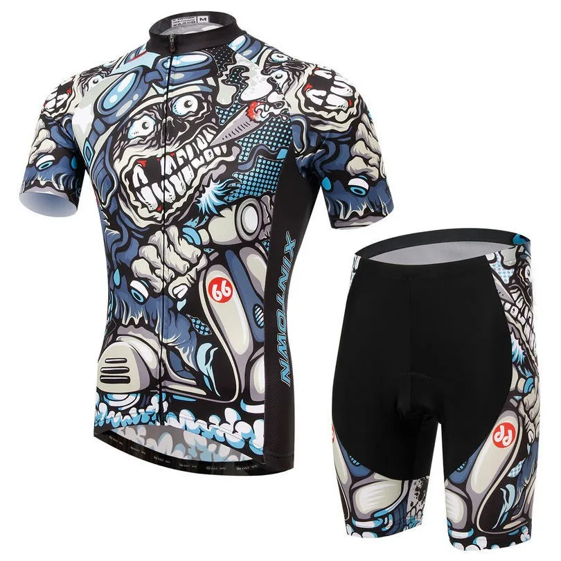 Модель года: мужские спортивные костюмы с шортами и черепами серого цвета для езды на велосипеде