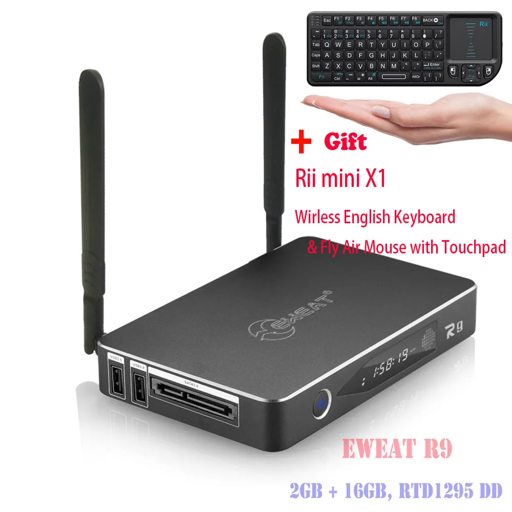 ТВ приставка Eweat R9 16 ГБ PK X96 X92 H96 Pro + Android 6 0 3D 4K BD iso realtek RTD 1295 Cortex A53 2 4G/5 8G двойной Wi Fi 3 5