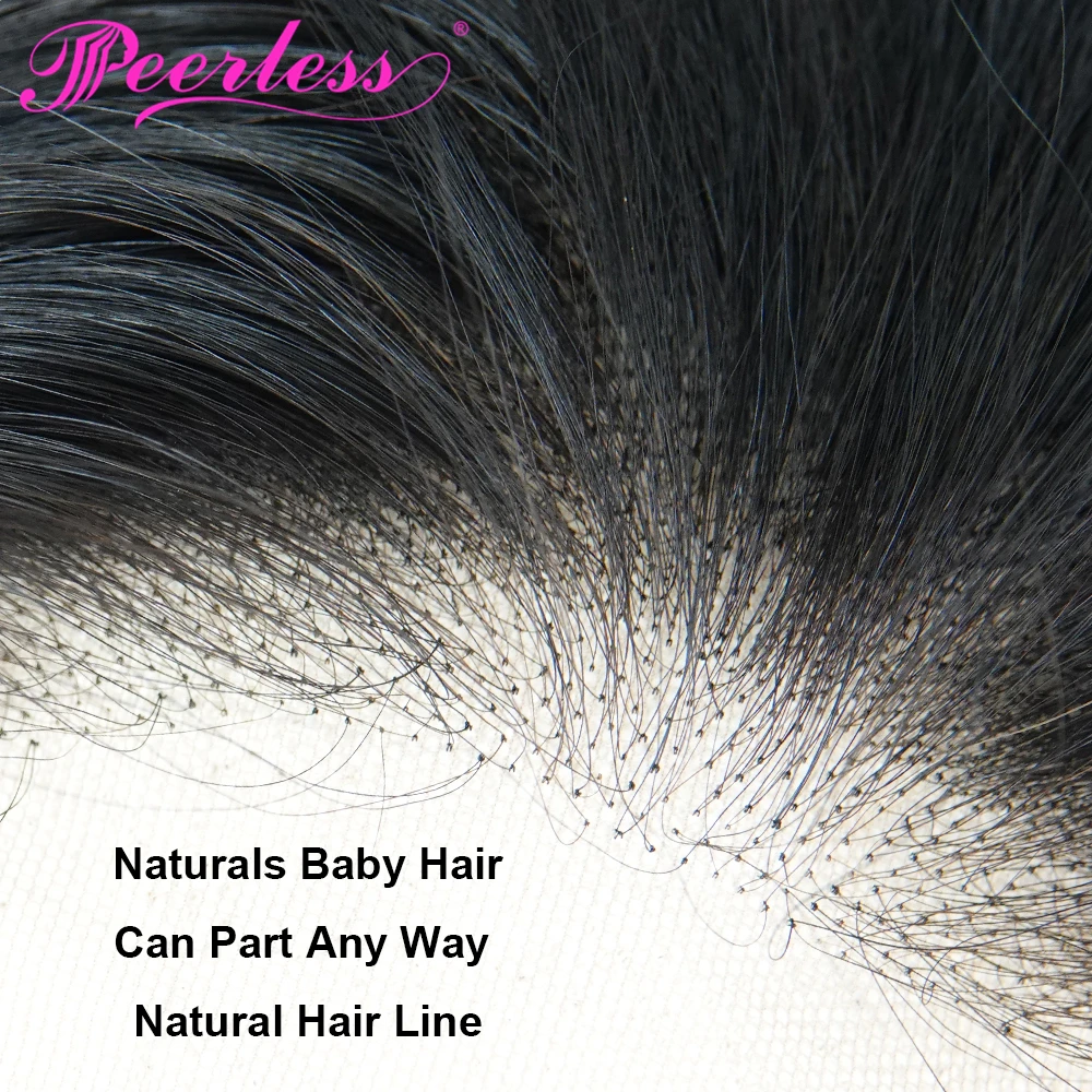 PEERLESS волосы 13*6 прямые Remy с предварительно сорванными волосами младенца 150%