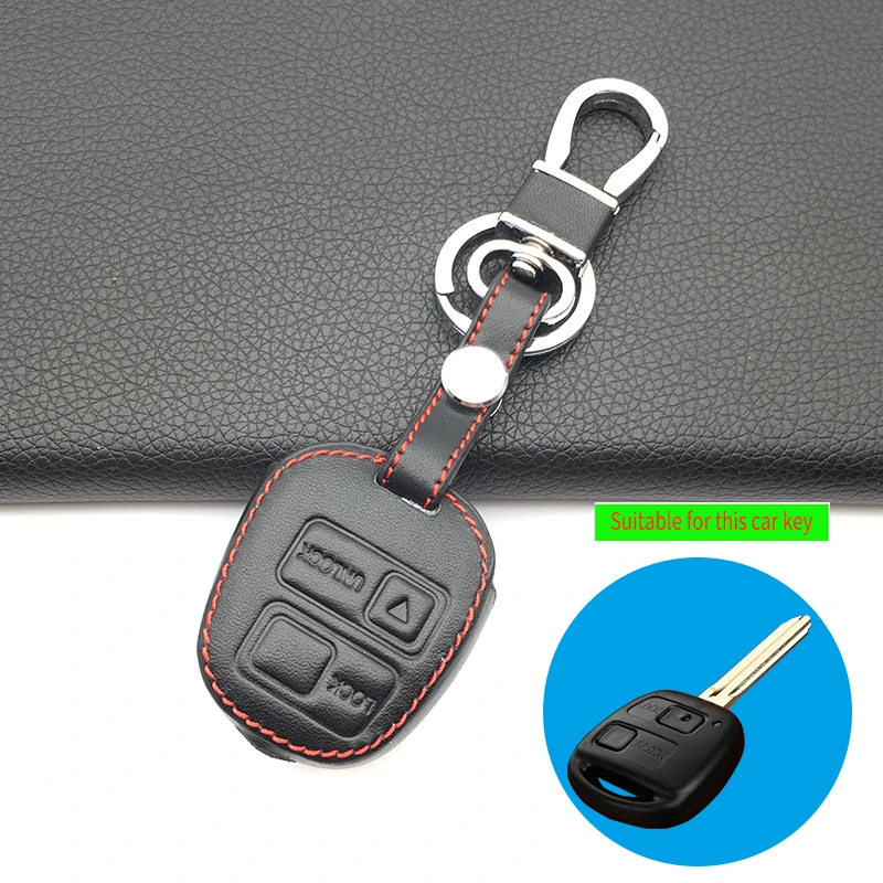 Кожаный чехол для автомобильного ключа с двумя кнопками TOYOTA CAMRY RAV4 PRADO COROLLA AVENSIS LAND