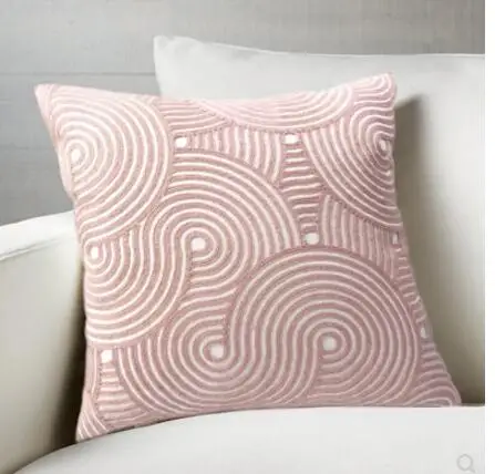 Скандинавский простой розовый чехол для подушки с вышивкой хлопковый холщовый