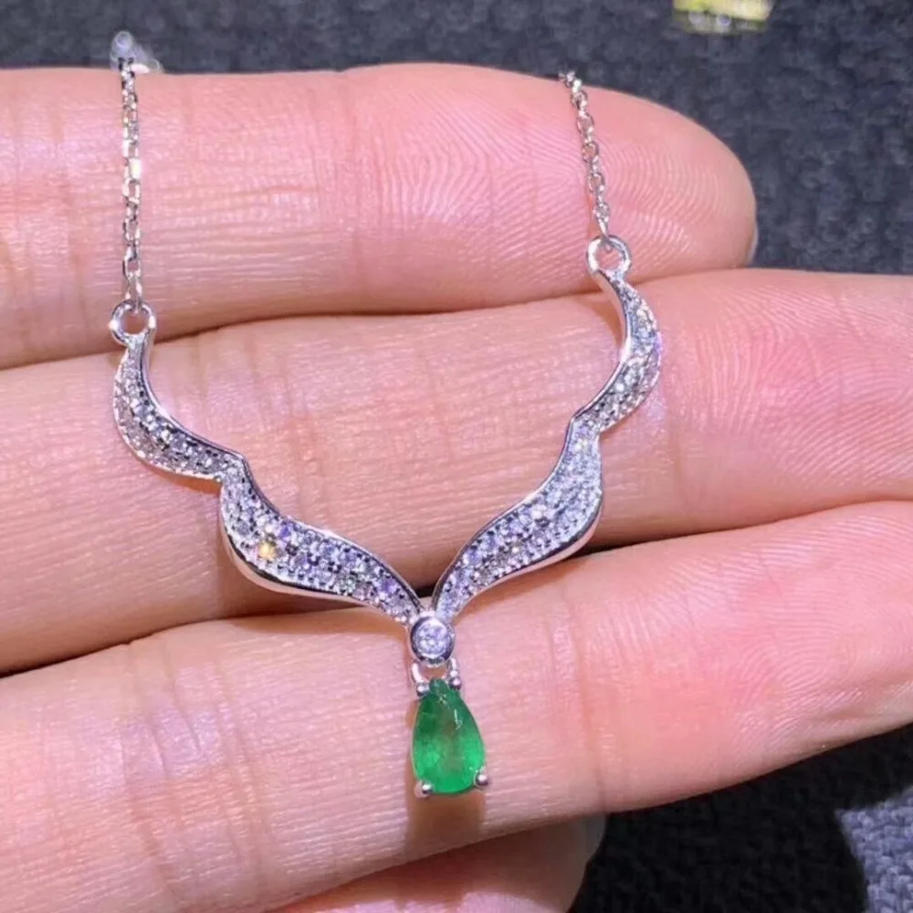 SHILOVEM серебро 925 пробы настоящие натуральные изумрудные кулоны классические