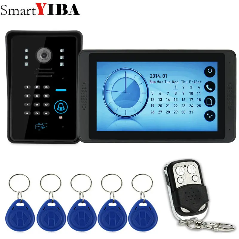 SmartYIBA пароль ID карты 7 ''Цвет Высокое разрешение видео домофон фото и Функция с