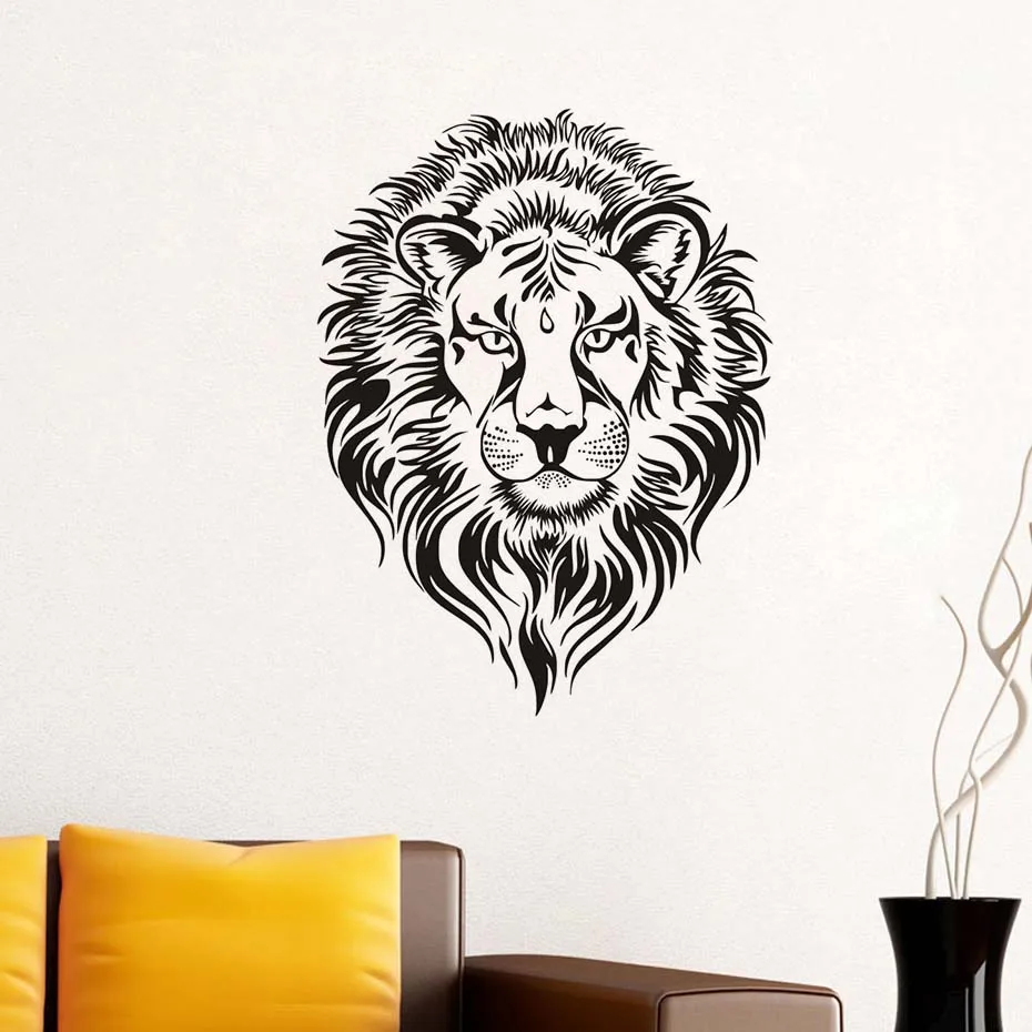 Lion Head Hollow Out Wall Sticker Living Room Sofa Background Kids Decoration Decorative Vinyl Removable Animal Mural | Дом и сад