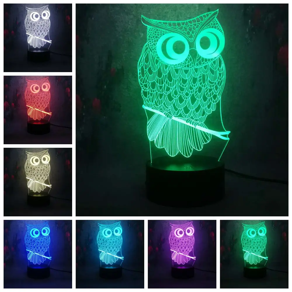 Лучшая продажа 3D LED настольная лампа ночник Сова RC пульт дистанционного