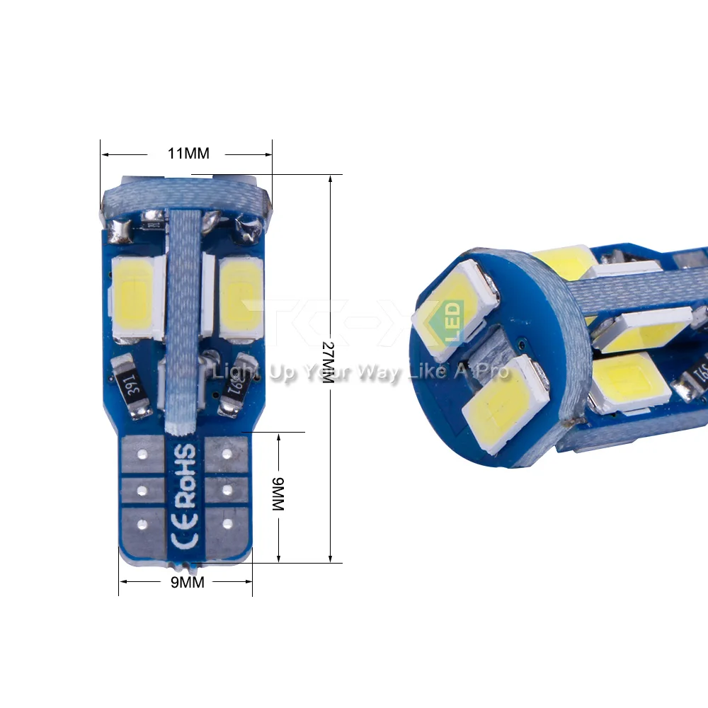 TC-X 2 шт. стайлинга автомобилей T10 LED Canbus W5W 10 светодиодов 5730 лампы SMD белый 12 В 6000 К интерьер автомобиля Сигнальные огни для парковка Сторона лампа