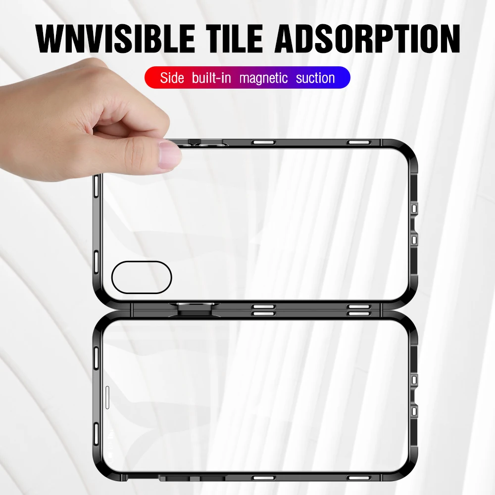KISSCASE Double Sided Tempered Glass Magnetic Case For iPhone XR XS Max X Metal 7 6S 8 Plus Fundas | Мобильные телефоны и