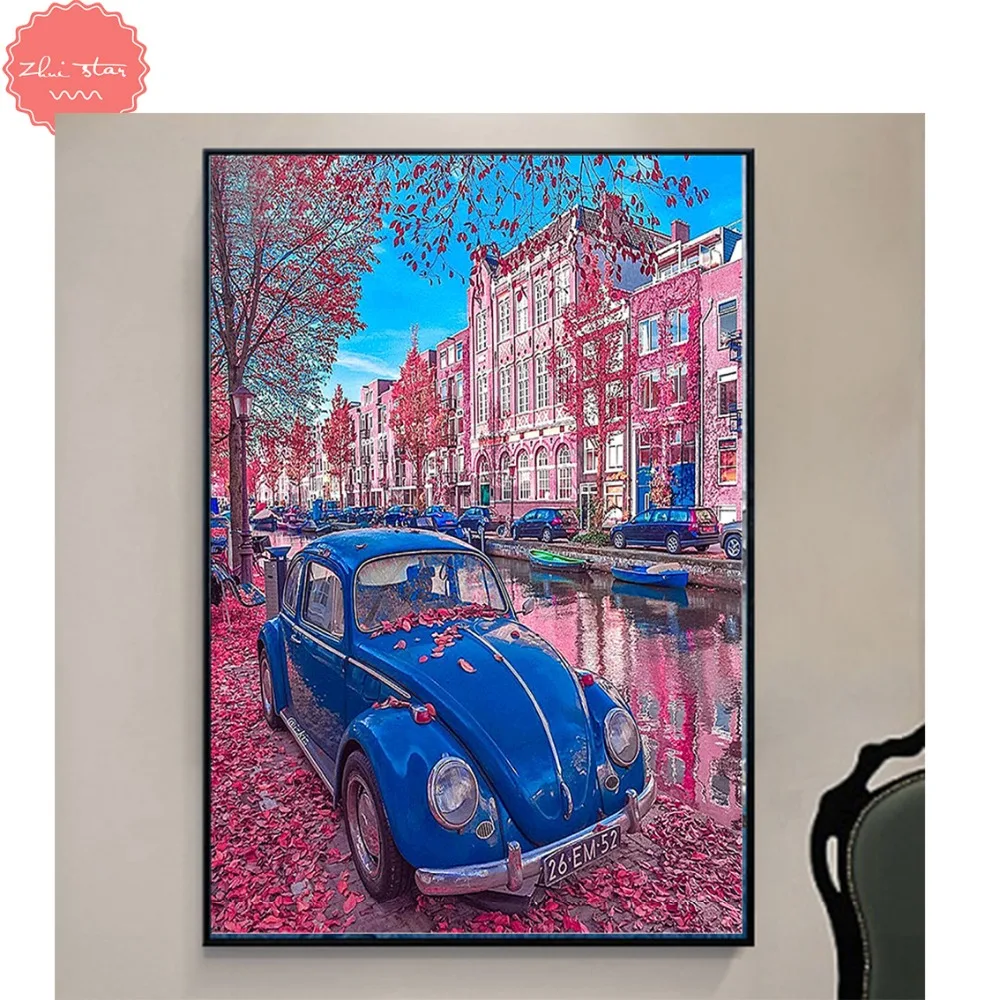 5D DIY diamond painting Scenery car square resin home decoration gift | Дом и сад