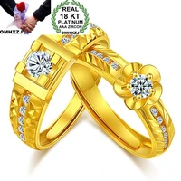 omhxzj wholesale european fashion woman man party wedding gift lovers white aaa zircon 18kt yellow gold resizable ring rr762