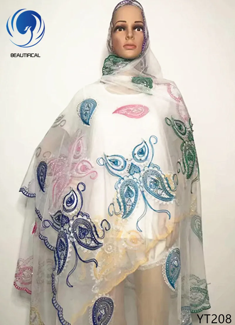 Красивый нигерийский головной убор gele Африканский шарф ткань для женщин 2018