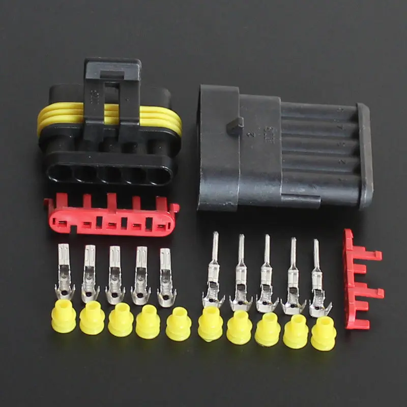 

10sets 5 Pin Way Electrical Waterproof Male Female Automotive Connector Plug