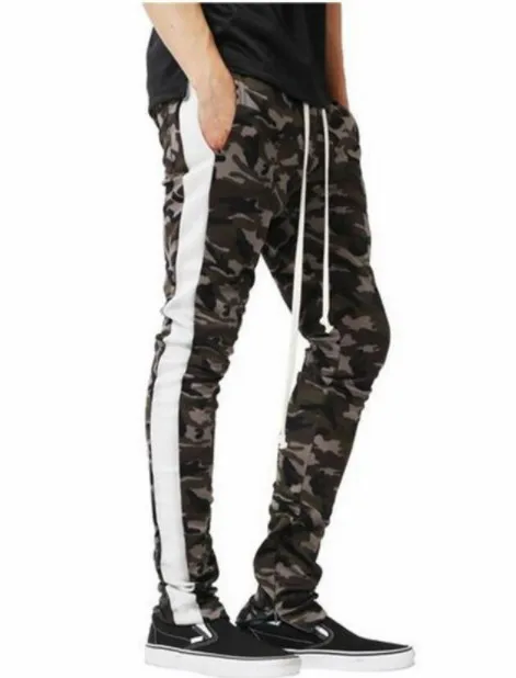 Camouflage white Спортивная одежда, длинные штаны, модная новинка, уличная одежда для бега, мужские повседневные трендовые мужские хип-хоп камуфляжные сшитые брюки для фитнеса - Цвет: Camouflage white