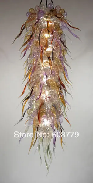 Long Style Leaf Shape Murano Blown Glass Pendant Lamp Hotel Decoration | Chandeliers