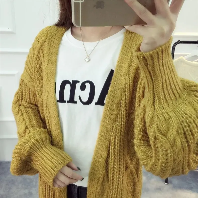 Женский вязаный кардиган HMK Длинный Кашемировый Свитер оверсайз с длинными