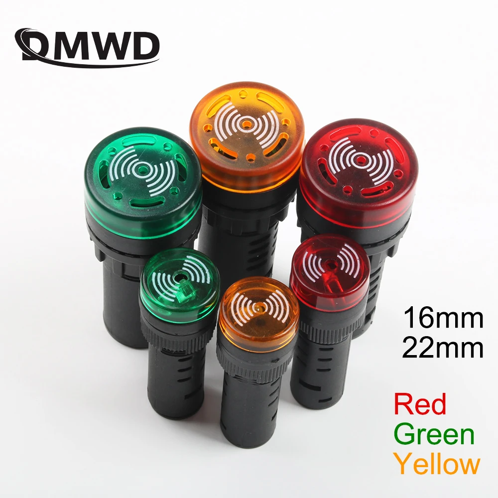 Luz de señal de Flash roja, AD16-22SM, 22mm, 16mm, 12V, 24V, 110V, 220V, indicador de plástico de alarma de 16mm y 22mm, 20 unids/lote