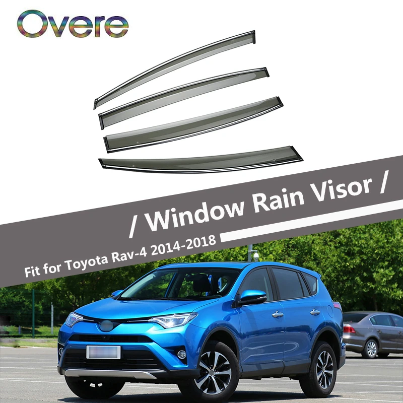 

Overe 4Pcs/1Set Smoke Window Rain Visor For Toyota RAV4 XA40 2014 2015 2016 2017 2018 Awnings Shelters Guard Accessories