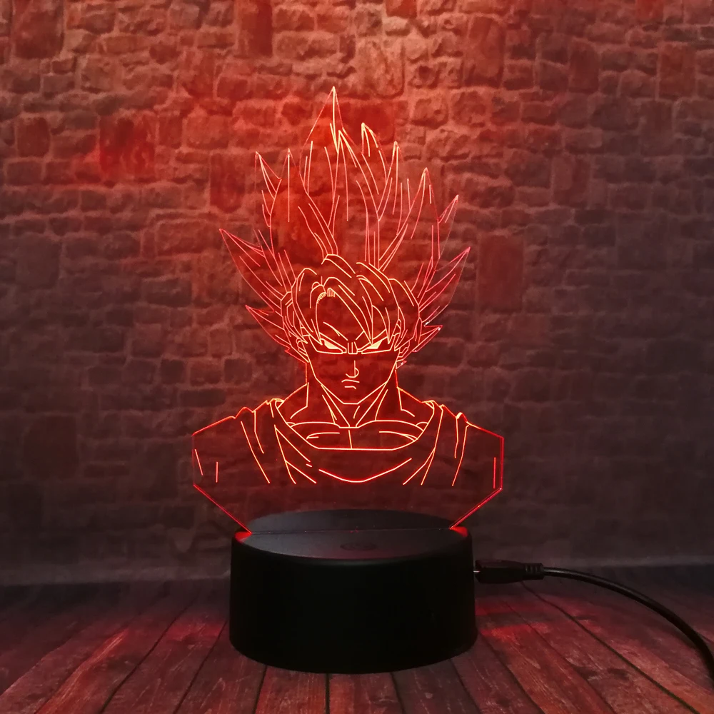 Dragon Ball Супер Saiyan Goku фигурки 3D иллюзия настольная лампа 7 цветов меняющийся ночной Светильник для мальчиков подарки для детей