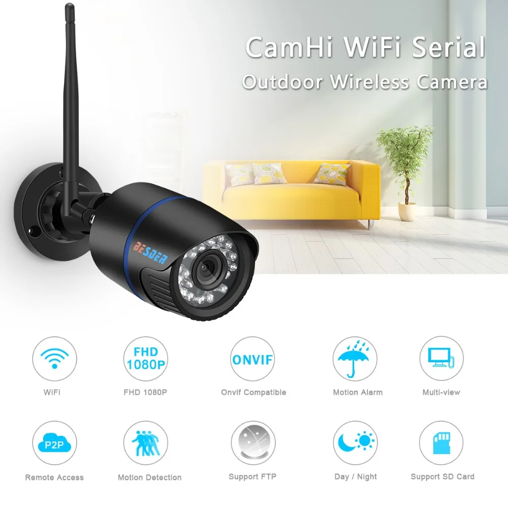 BESDER CamHi Wifi наружная ip камера 1080P/720P Водонепроницаемая 2.0MP беспроводная