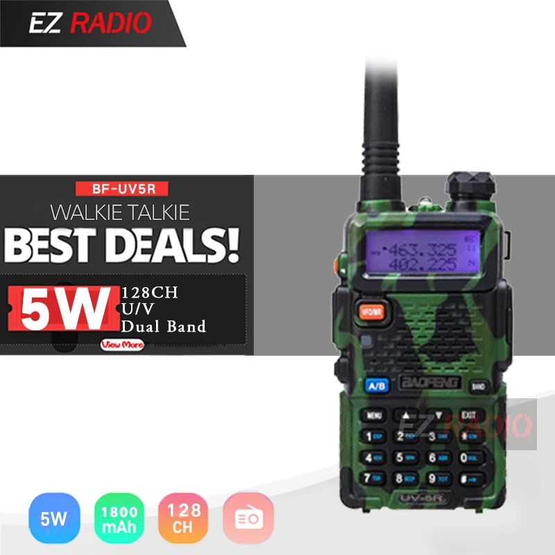 Camo Baofeng UV-5R рация двойной дисплей двухдиапазонный Baofeng UV5R портативный 5 Вт UHF VHF двухстороннее радио Pofung UV 5R - Цвет: Camo