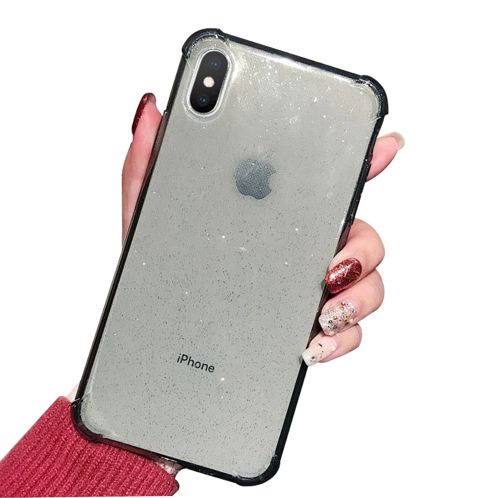 NYFundas 360 ударопрочный блестящий чехол для телефона iphone XR XS MAX прозрачный мягкий