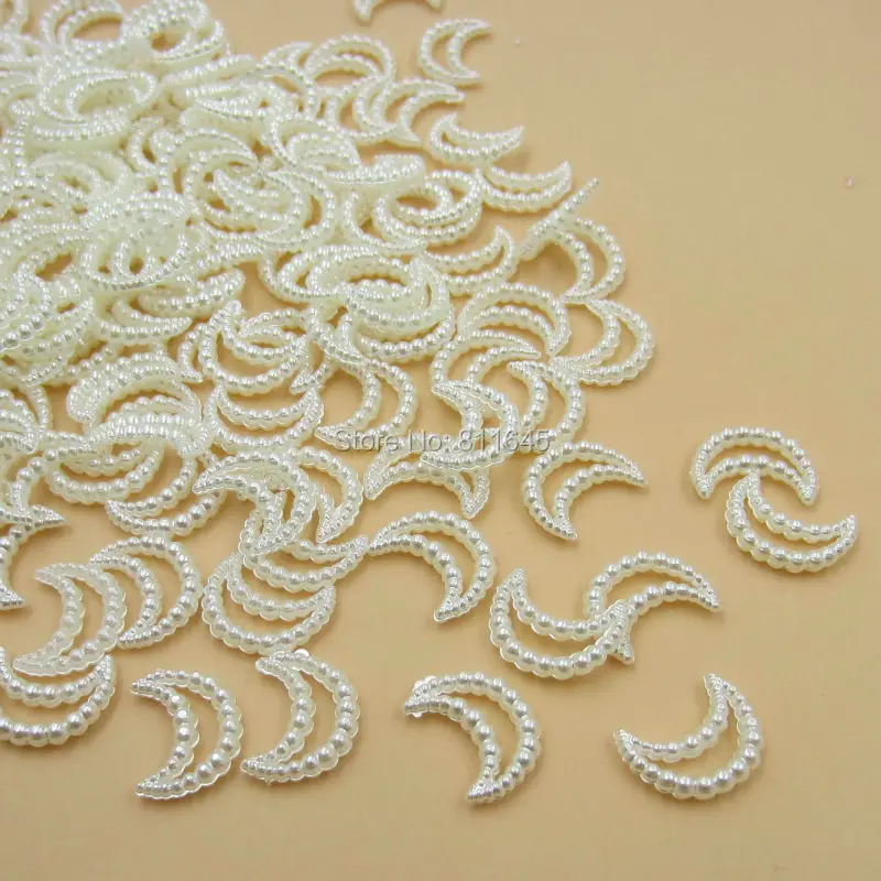 11x15 мм ABS Форма Луны имитация жемчуга белый цвета айвори 100 шт Flatback Акриловые