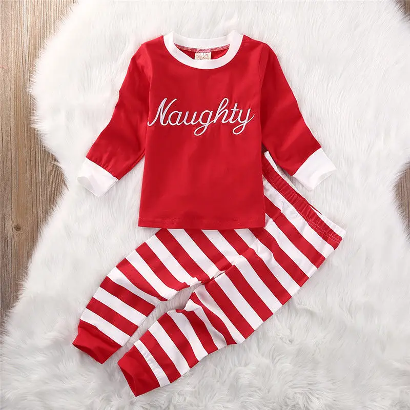 Kid Girl Boy Strip Long Sleeve Pants Leisure Wear Clothes Set Striped Baby Boys Girls Striped Bodysuit Pajamas Pants Outfits