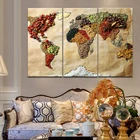 3 шт. карта мира с изображением зерен, плакат, печать на холсте, настенное искусство, современная абстрактная Красочная картина для декора гостиной