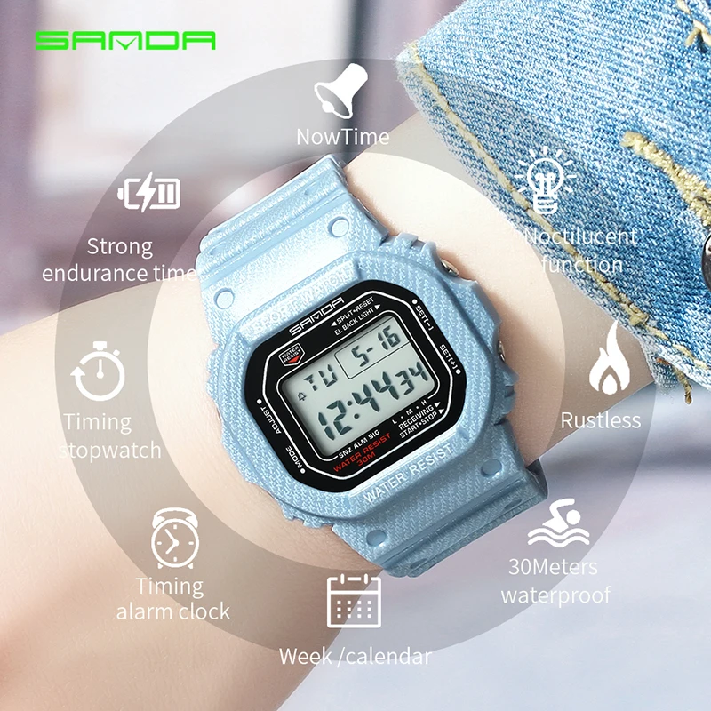 Новинка 2018 SANDA водонепроницаемые спортивные часы для мужчин электронные