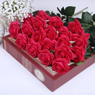 5 Rose 6 шт. 10 шт. настоящий на прикосновение шелк искусственные розы цветы свадебные букет Свадебные Декоративные искусственные цветы Цветочные вечерние украшения для дома - Цвет: 5 Rose
