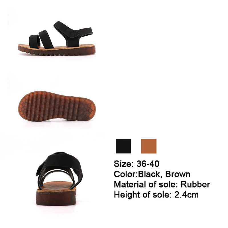 Коричневые сандалии гладиаторы коллекция 2019 года женские летние на плоской