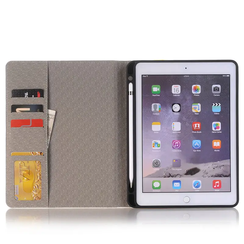 Чехол для iPad 9," 5th 6th поколения крышка с карандаш держатель для iPad Air 1 2 силиконовые животный принт Капа+ пленка+ ручка