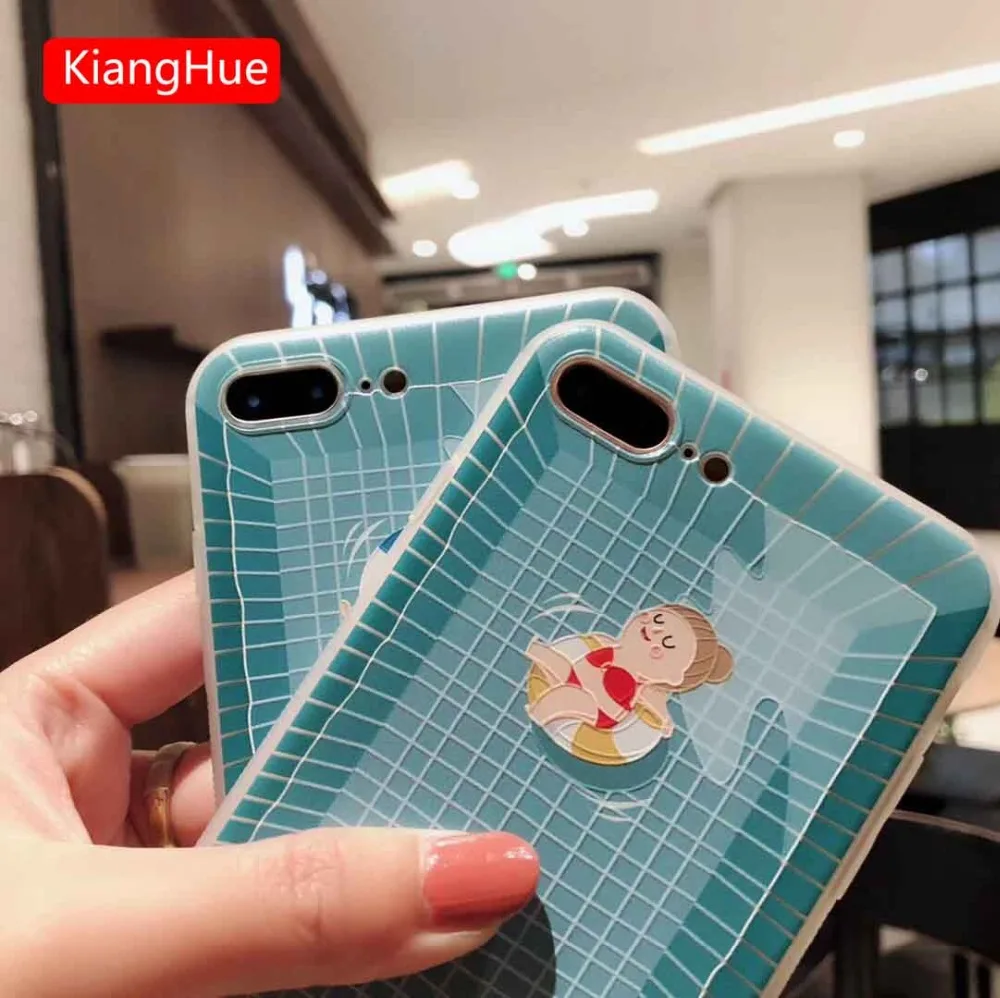 Летний чехол для телефона с рисунком бассейна iPhone7 7 Plus мобильного из ТПУ iphone X 6 6S 8