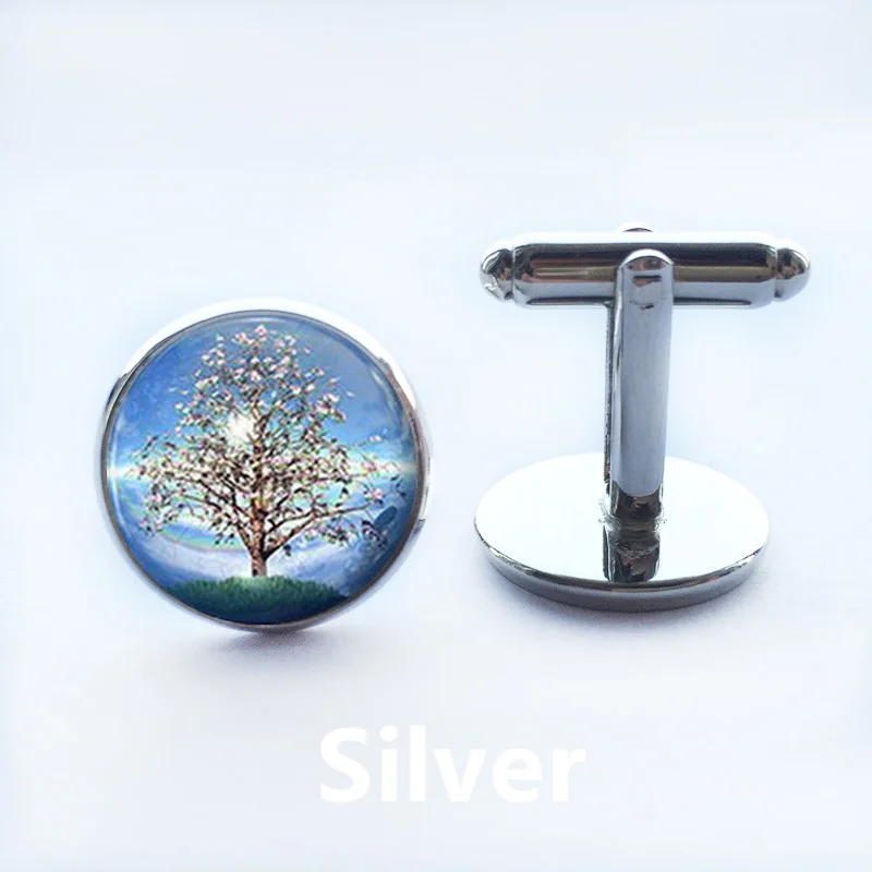 Новая мода подарок ювелирное изделие мужские запонки натуральный пейзаж дерево