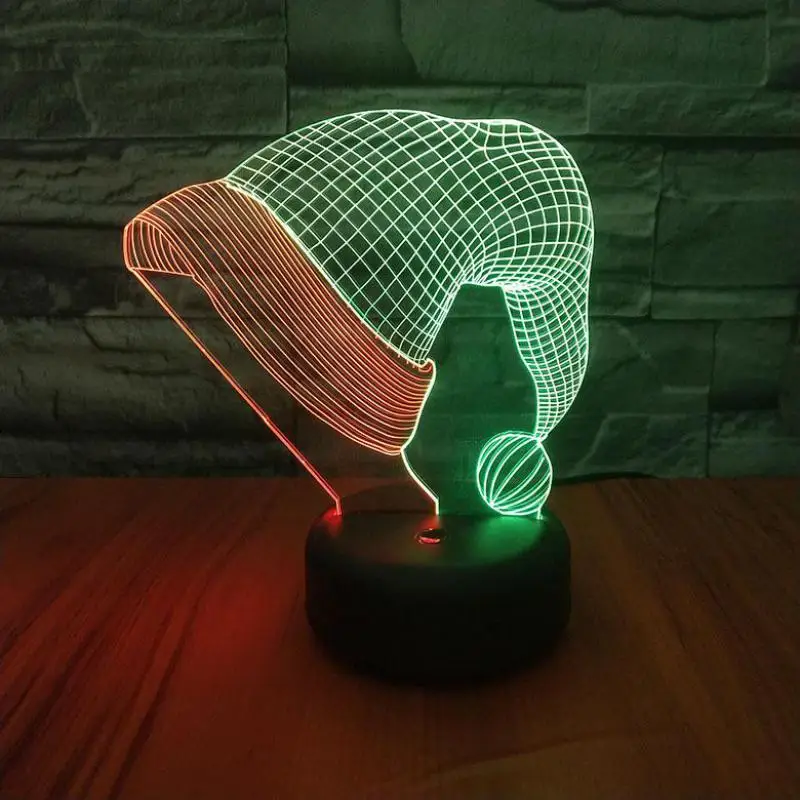 Рождественская шапка 3d Визуальный ночник сенсорная зарядка светодиодный Usb