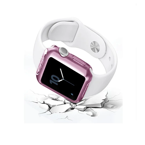 rose pink Силиконовый чехол для Apple watch 42 мм 38 мм iWatch band Универсальный защитный чехол для экрана бампер Apple watch 3 2 аксессуары - Цвет ремешка: rose pink