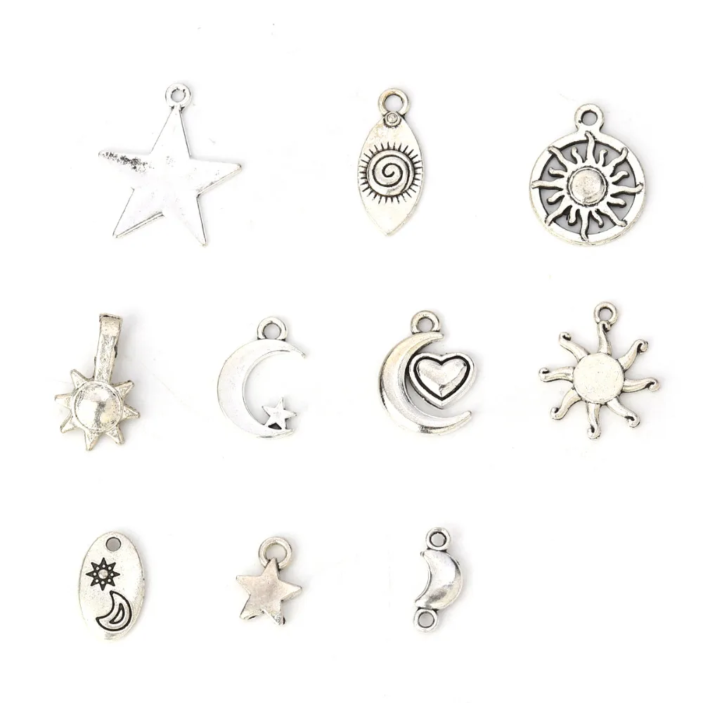 Подвески Galaxy Charms Sun Silver разноцветные 23 мм x 20 (7/8 &quotx 6/8&quot) 12 9 (4/8 3/8&quot) 1 пакет (2