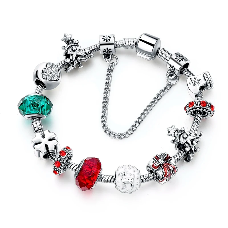 

Szelam Christmas Gift Silver Charm Bracelets For Women Diy Crystal Beads Bracelets & Bangles Pulsera SBR160301