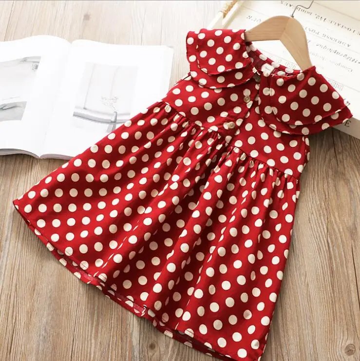 Новинка 2019 года летнее хлопковое платье в горошек для маленьких девочек Милая